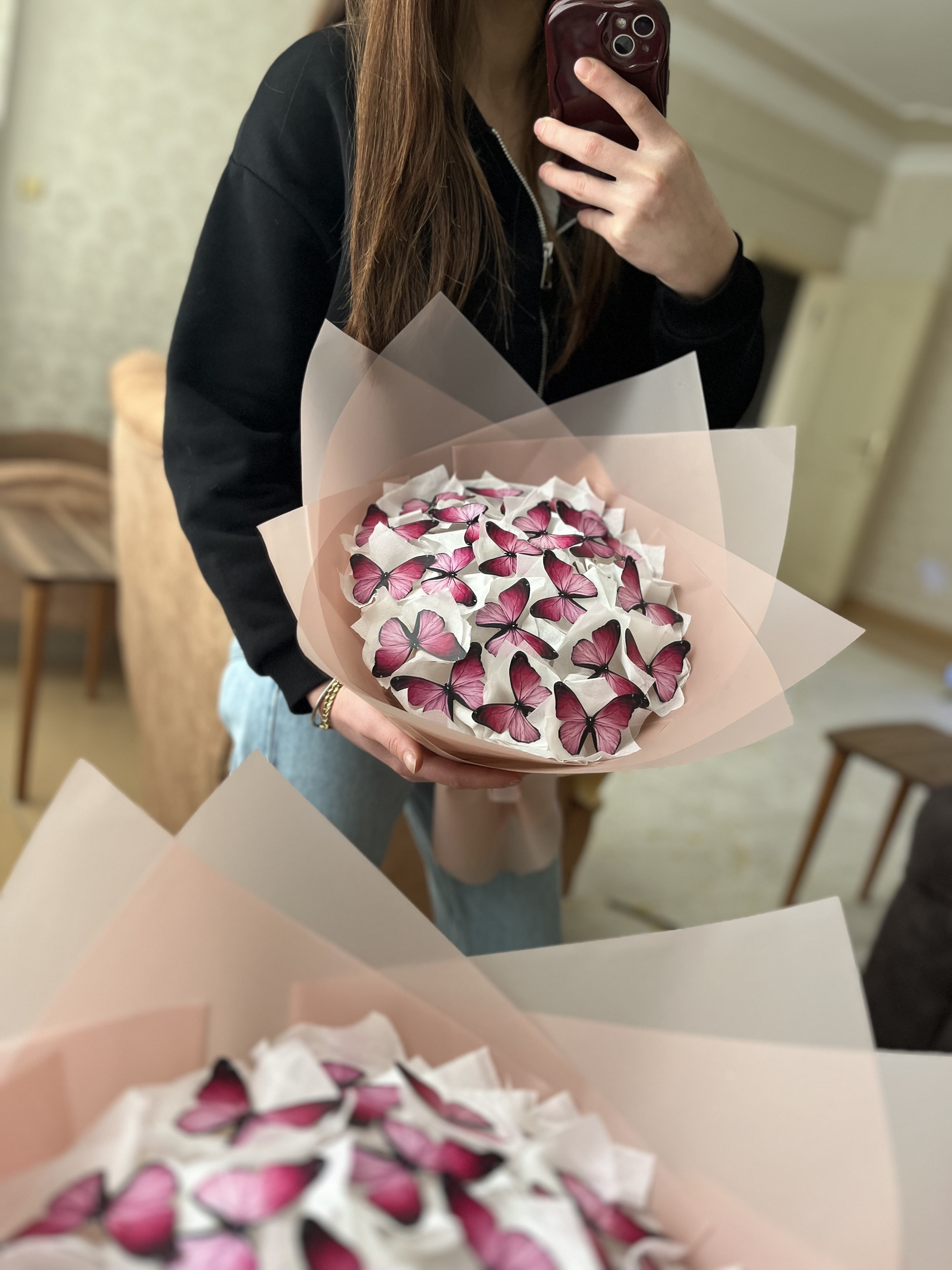 Orta boy pembe kelebek buketi